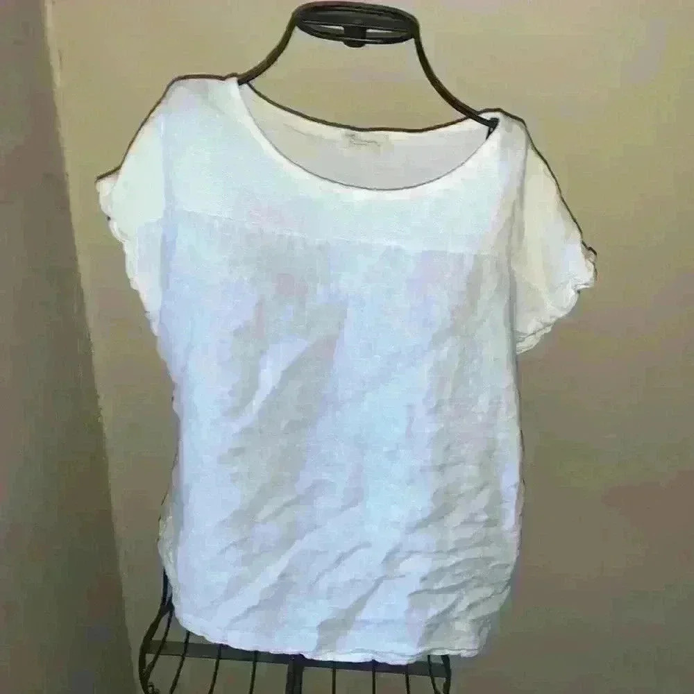 Bellambia short sleeved white linen top Medium - Picture 4 of 4